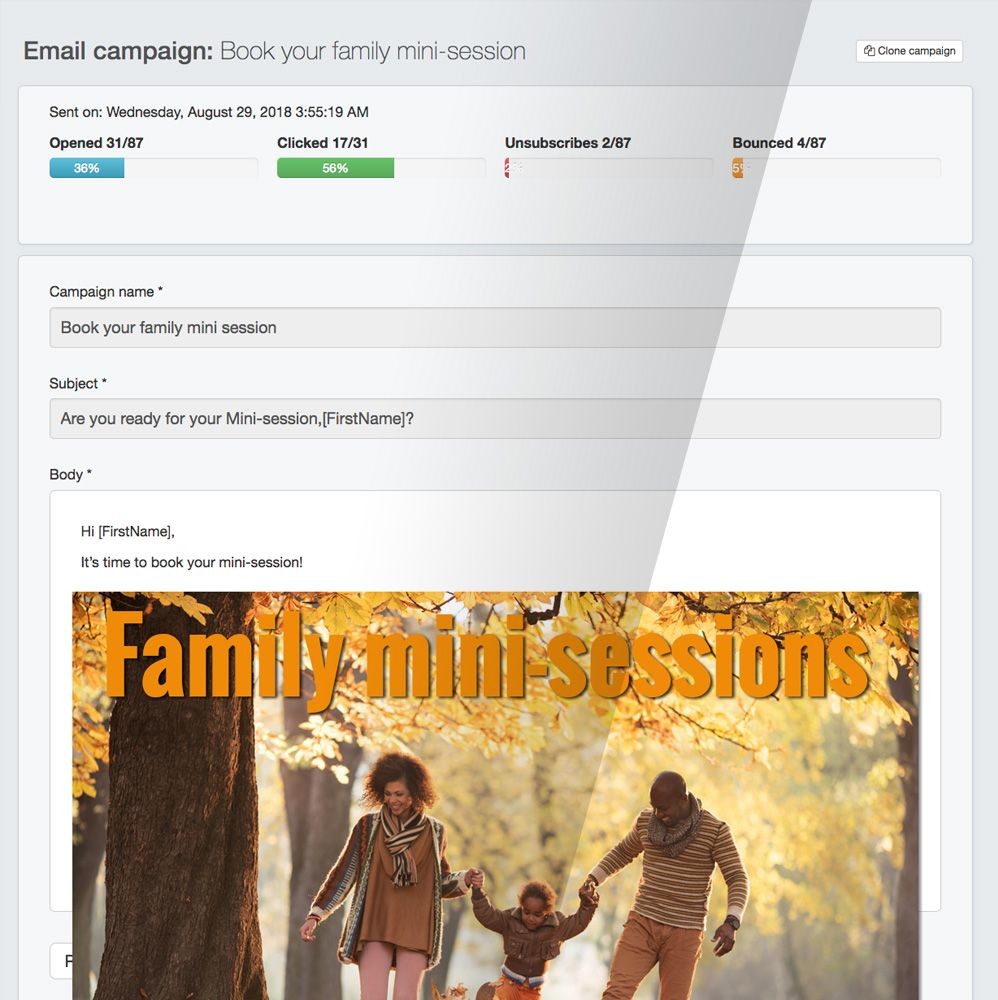 Mass email marketing for photographers